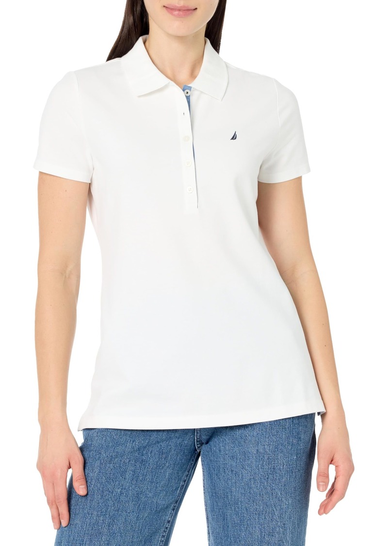 Nautica Women's Short Sleeve Button Placket Polo