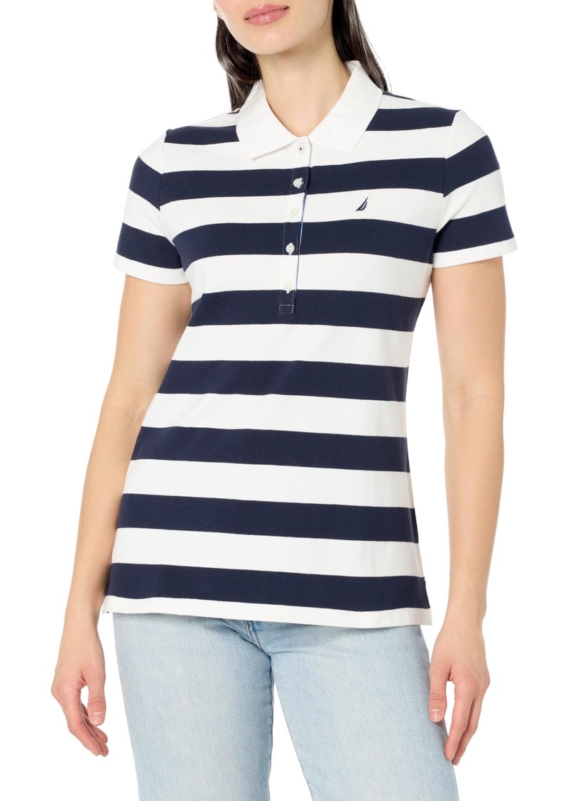 Nautica Women's Short Sleeve Button Placket Polo