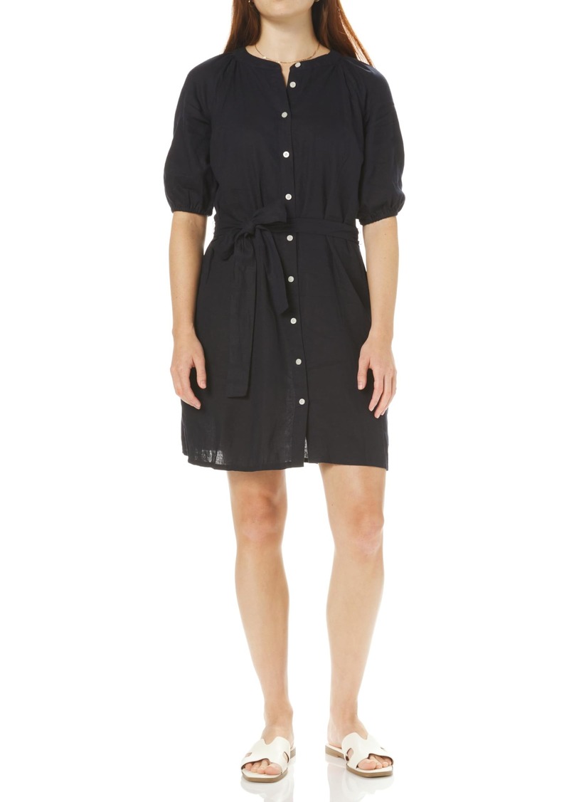 Nautica Women's Short Sleeve Mini Linen Blend Dress