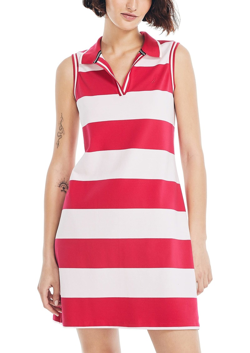 Nautica Women's Sleeveless Rugby Stripe Polo Dress