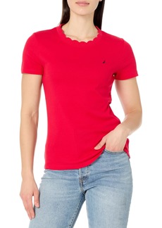 Nautica Women's Solid Short Sleeve Crew Neckline T-Shirt