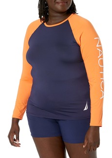 Nautica Women's Standard Long Sleeve Rashguard UPF Sun Protection Swim Shirt