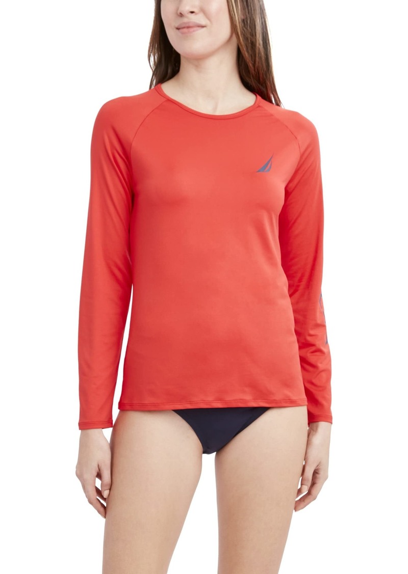 Nautica Women's Standard Long Sleeve Rashguard UPF 30+ UV Sun Protection Swim Shirt