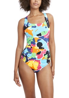 Nautica Women's Standard One Piece Swimsuit Crossback Tummy Control Quick Dry Removable Cup Adjustable Strap Bathing Suit