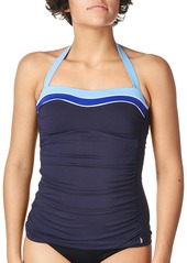 Nautica Women's Standard Shirred Front Colorblock Halter Tankini