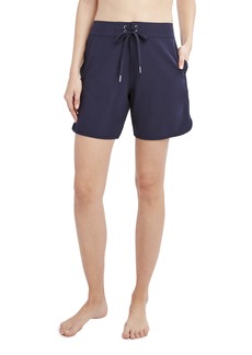 Nautica Women's Standard Solid 7" Core Stretch Quick Dry Board Short Swimsuit Bottom with Adjustable Drawstring Waistband Cord