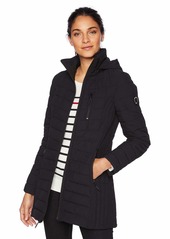 Nautica Women's Stretch Midweight Puffer Hooded Jacket  Extra Small