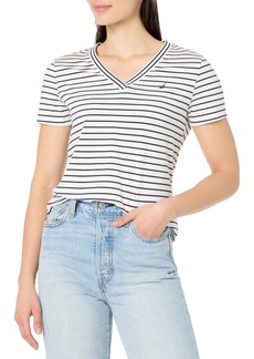 Nautica Women's Stripe V-Neck Short Sleeve T-Shirt