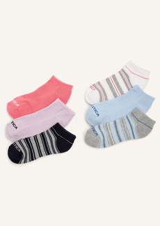 Nautica Womens Striped Lowcut Socks, 6-Pack