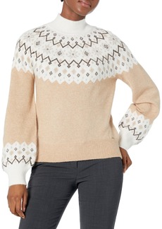 Nautica Women's Sustainably Crafted Mock-Neck Fair Isle Sweater