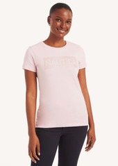 Nautica Womens Sustainably Crafted Rhinestone Logo Graphic T-Shirt