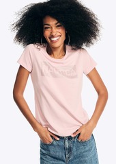 Nautica Womens Sustainably Crafted Rhinestone Logo Graphic T-Shirt