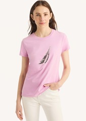 Nautica Womens Sustainably Crafted Sequin J-Class Gradient Graphic T-Shirt