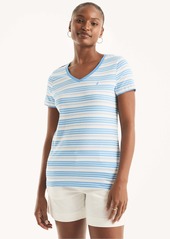 Nautica Womens Sustainably Crafted Striped V-Neck T-Shirt