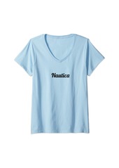 Womens Top That Says the Name NAUTICA | Cute Adults Kids - Graphic V-Neck T-Shirt