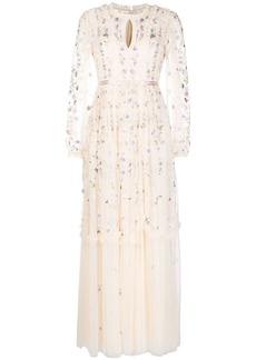 Needle & Thread floral-embroidered maxi-dress