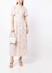 Needle & Thread floral-embroidered midi dress