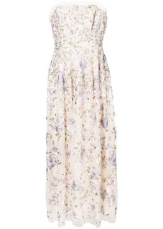 Needle & Thread floral-embroidered strapless dress