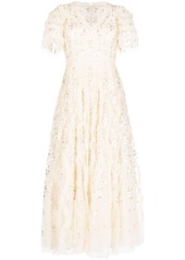 Needle & Thread Florentina floral-embroidered gown