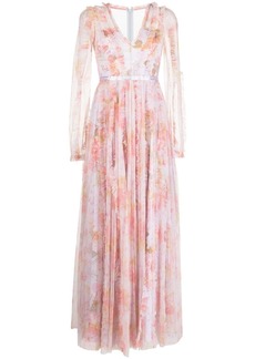 Needle & Thread ruffle-trim floral-print maxi dress