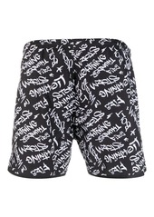 Neil Barrett calligraphy-print drawstring swim shorts