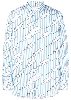 Neil Barrett lightning-print striped cotton shirt