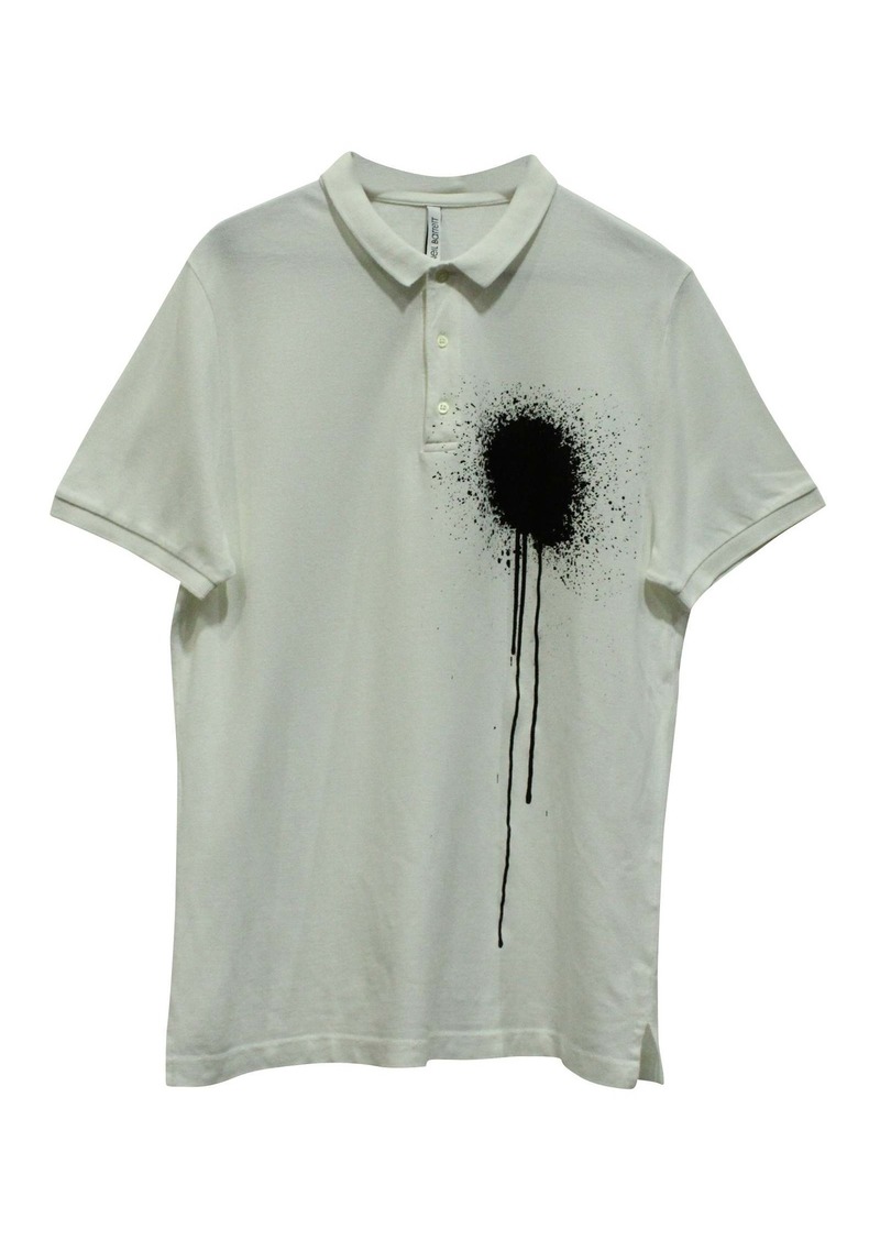 Neil Barrett Neil Barett Spray Print Polo Shirt in White Cotton