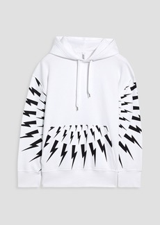 NEIL BARRETT - Printed French cotton-blend terry hoodie - White - S