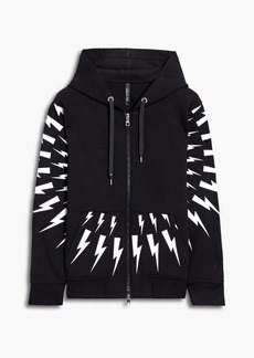 NEIL BARRETT - Printed neoprene zip-up hoodie - Black - S