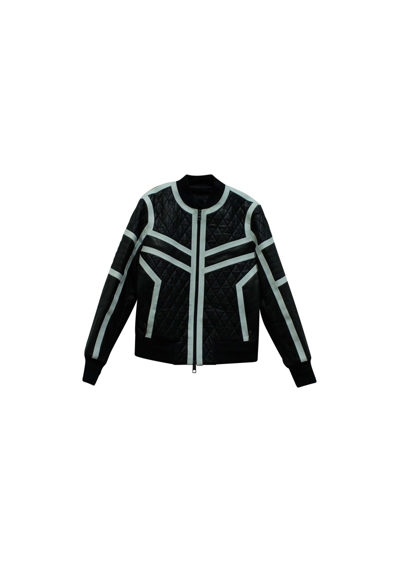 Neil Barrett Biker Jacket with White Piping in Black Leather