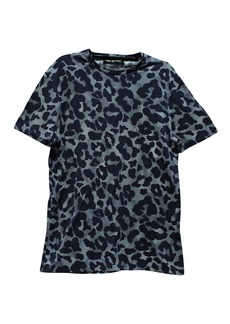 Neil Barrett Leopard Print T-Shirt in Grey Cotton