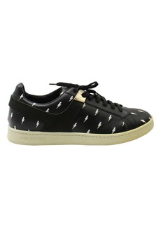 Neil Barrett Thunder Print Sneakers in Black Leather