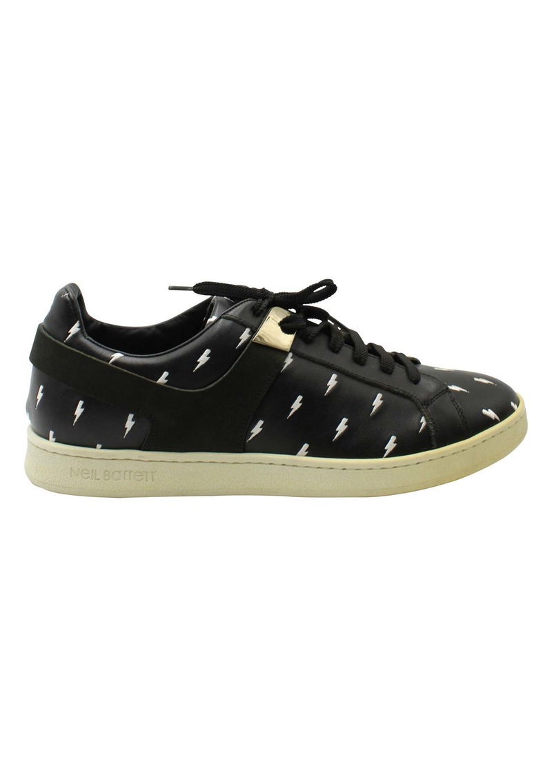 Neil Barrett Thunder Print Sneakers in Black Leather