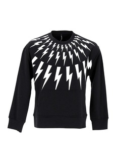 Neil Barrett Thunder Print Sweater in Black Cotton