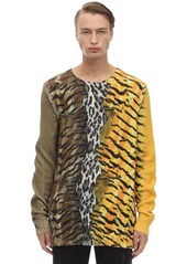 Neil Barrett Tiger & Leo Print Cotton Blend Sweater