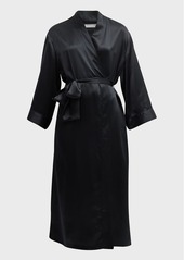 Neiman Marcus 3/4-Sleeve Silk Charmeuse Robe