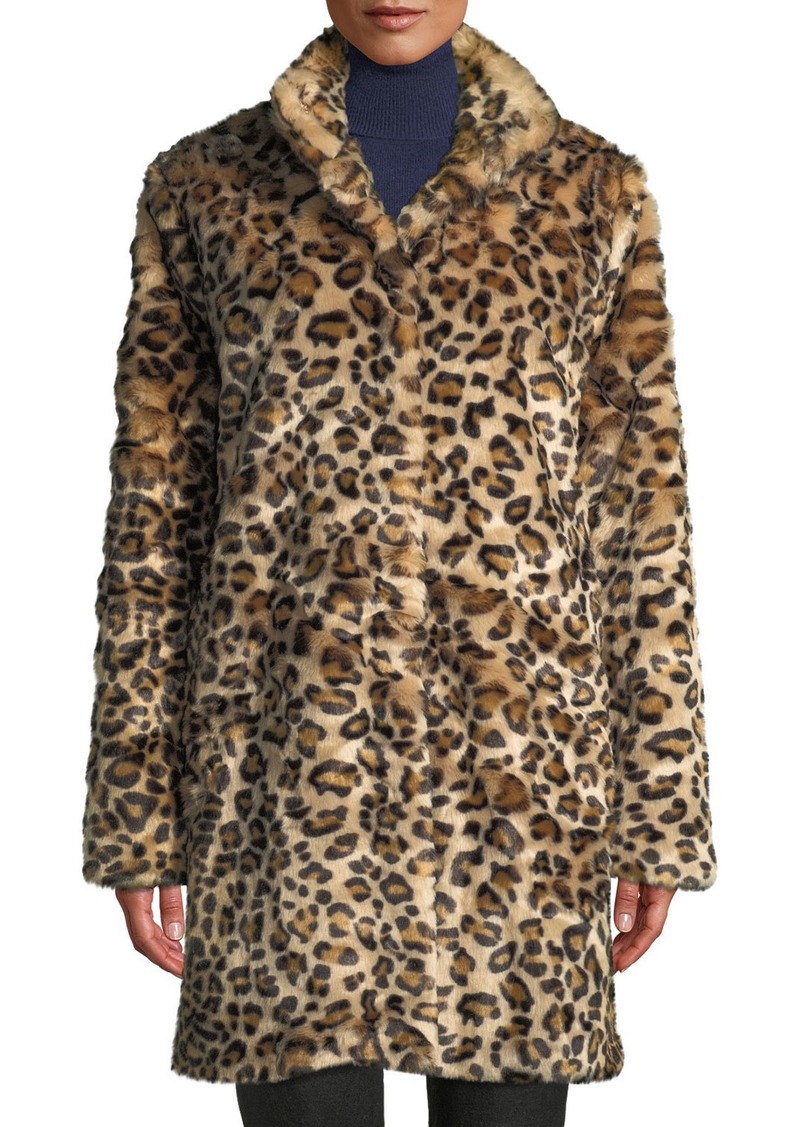 Neiman Marcus Animal Print Faux-Fur Coat