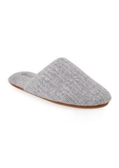 Neiman Marcus Cable-Knit Cashmere Slippers