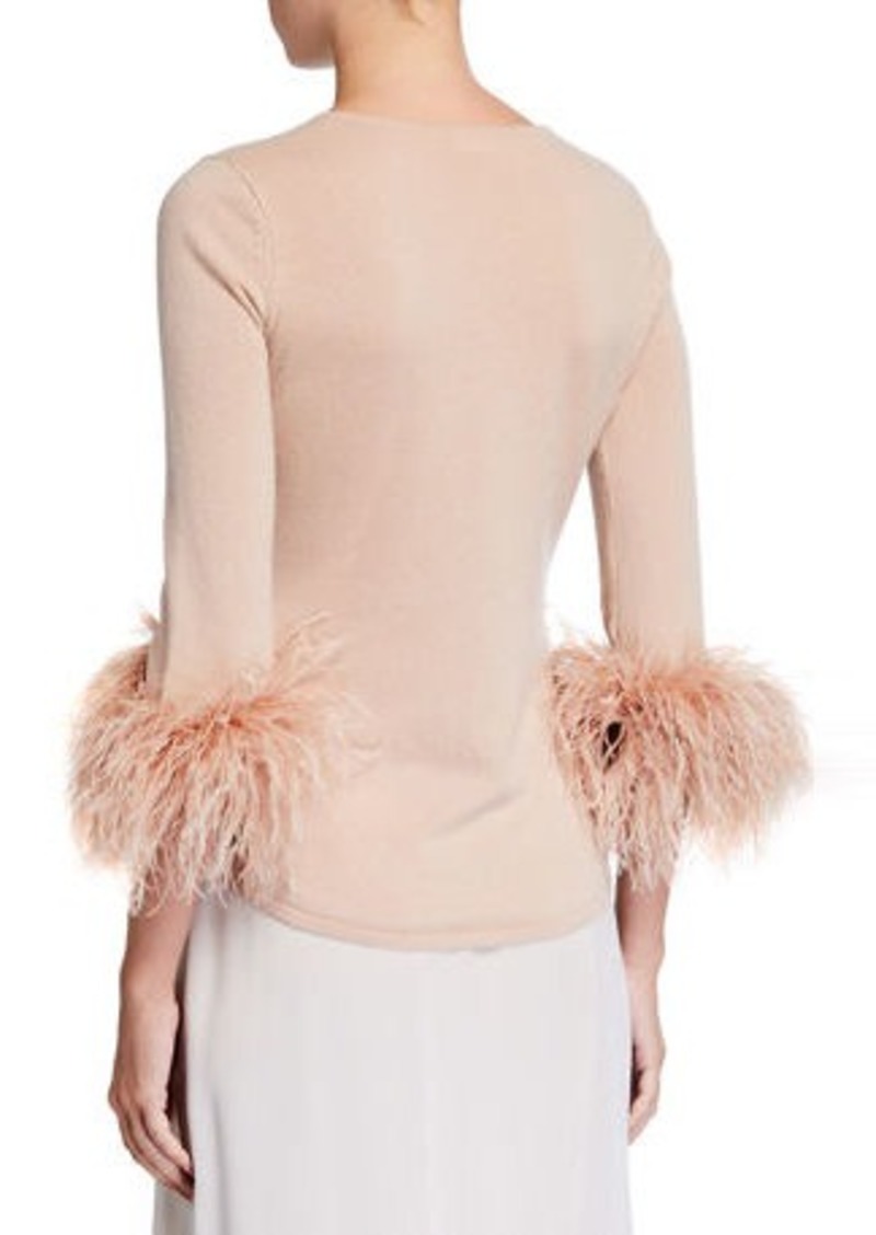 Rue Ostrich Feather Cuffs in Pink