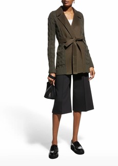 Neiman Marcus Double-Face Cashmere Cable-Knit Coat