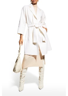Neiman Marcus Double-Face Cashmere Dolman-Sleeve Belted Coat