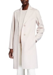 Neiman Marcus Double Face Cashmere Notch Collar Button-Front Coat