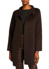 Neiman Marcus Double-Face Cashmere Portrait-Collar Snap-Front Coat