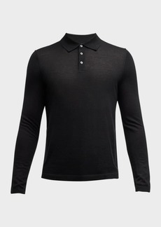 Neiman Marcus Men's Cashmere and Silk Long-Sleeve Polo Shirt