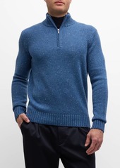 Neiman Marcus Men's Cashmere Donegal Quarter-Zip Sweater