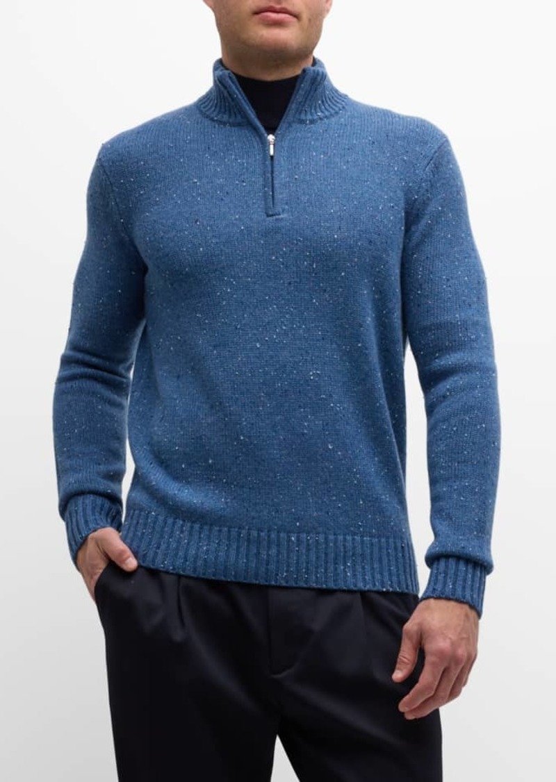 Neiman Marcus Men's Cashmere Donegal Quarter-Zip Sweater