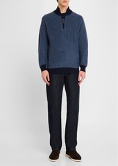 Neiman Marcus Men's Cashmere Pique Quarter-Zip Sweater