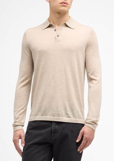 Neiman Marcus Men's Cashmere-Silk Polo Sweater