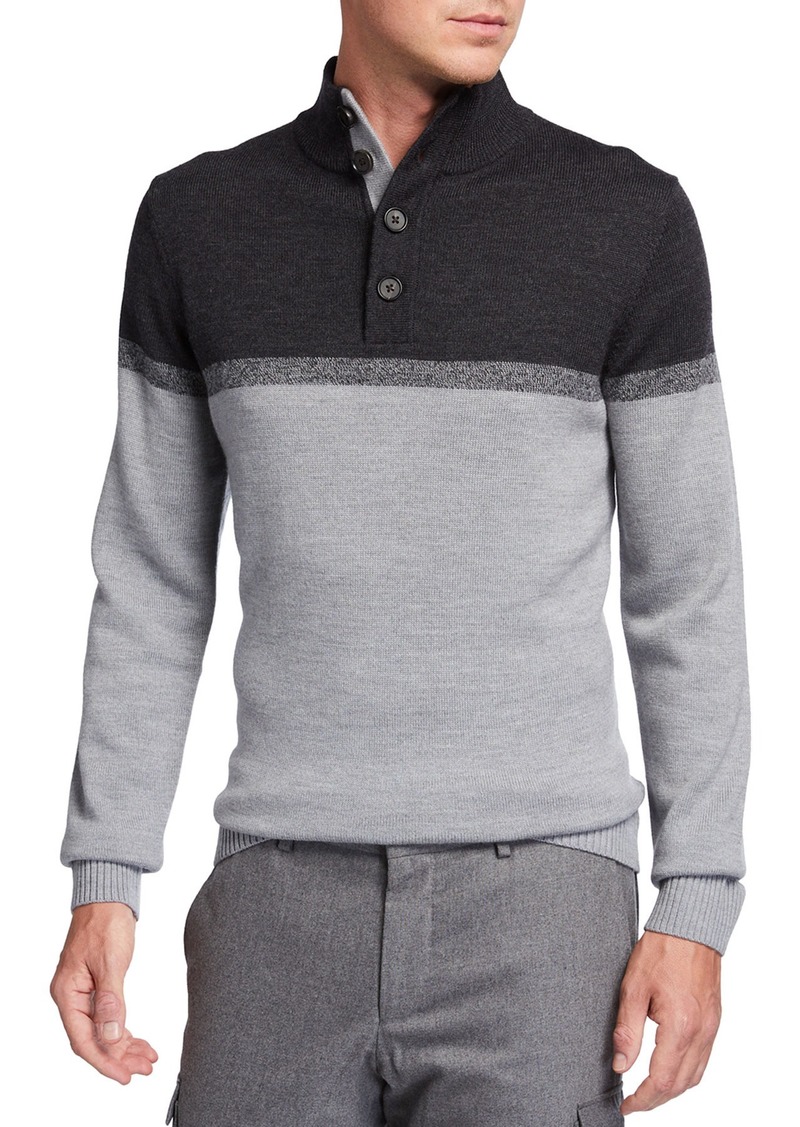 Men's Colorblock Button-Top Pullover Sweater - 51% Off!