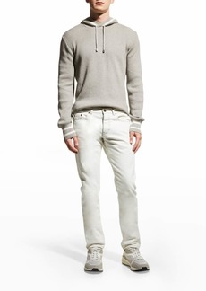 Neiman Marcus Men's Cotton-Cashmere Rib Hooded Sweater
